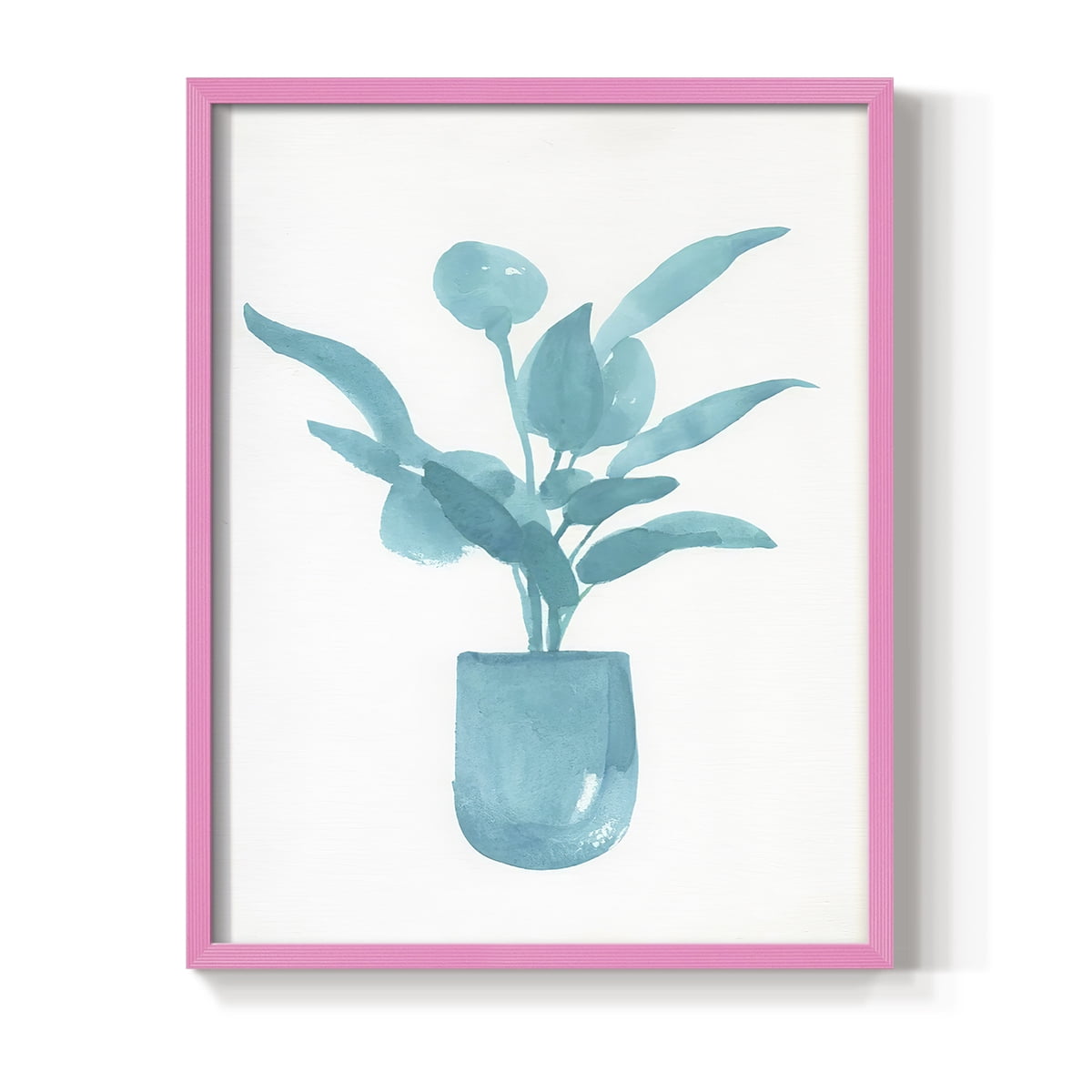 Watercolor House Plant VI Framed Print in Pink Solid Wood 11 x 14 Framed Print