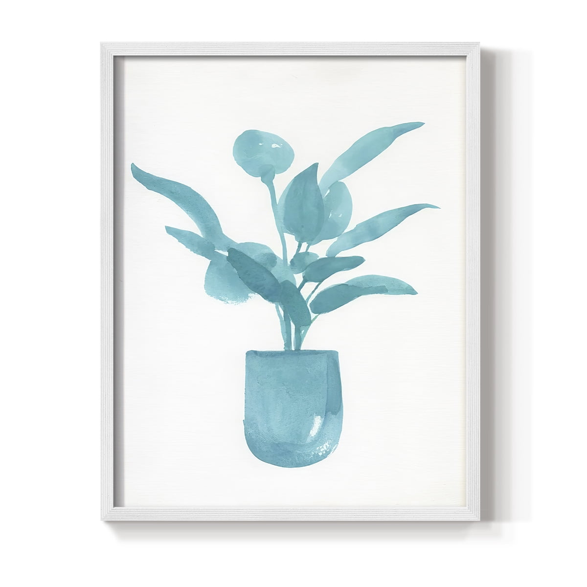 Watercolor House Plant VI Framed Print in White Solid Wood 8 x 10 Framed Print