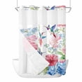 thumbnail image 1 of Watercolor Hummingbird No Hook Shower Curtain Waterproof, Bathroom Curtains with Snap in Liners and See Through Top Window, Colorful Pink Blue Flowers Hotel Style Bathtub Curtains Shower 72"Wx96"L, 1 of 8