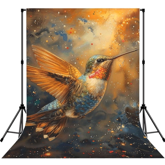 Watercolor Hummingbird Starry Photography Backdrop 5x7Ft Background for Photo Studio Video Recording Birthday Party Wedding Home Decor