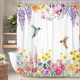 thumbnail image 1 of Watercolor Hummingbird Wildflower Waterproof Shower Curtain For Bathroom,72x78 Inch, 1 of 4