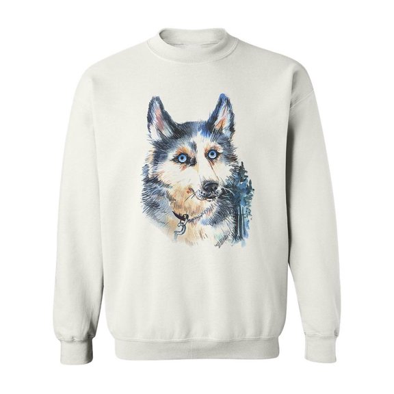 Watercolor Huskly Sketch Design Sweatshirt Men -Image by Shutterstock, Male 4X-Large