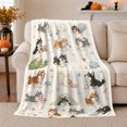 thumbnail image 1 of Watercolor Husky Dog Autumn Scene, Playful Pet Portrait Pattern, Warm Flannel Blanket for Living Room and Bedroom, Dog Lovers Halloween Gift, Pet Lover Home Decor, 1 of 9