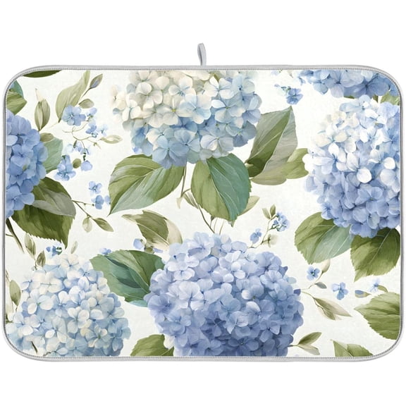 Watercolor Hydrangeas Dish Drying Mat Super Absorbent Drying Mat 16x18 inch Large Dish Drying Mats for Kitchen Counter Dish Drying Pads Kitchen Drying Matt for Countertop