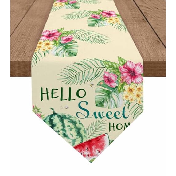 Watercolor Ice Cream Cotton and Linen Triangle Table Runners Long Dresser Scarves Table Decoration for Wedding Party/Graduation Ceremony/Banquet Red Watermelon Summer Painting