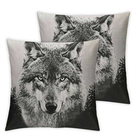 Watercolor Ink Painting Animal Wolf Throw Pillow Cases Inches Throw Cushion Covers Home Couch Decor (Wolf)
