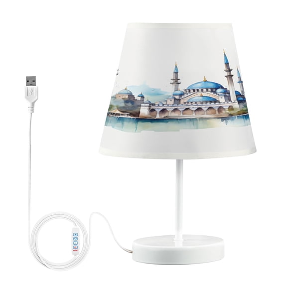 Watercolor Istanbul City Desk Lamp LED Table Nightstand Lamps with 3 Color Temperatures for Home Bedroom Living Room Decor 8x12