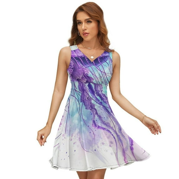 Watercolor Jellyfish Dress Fashion Beach Long Dresses Female Party Printed Sundress