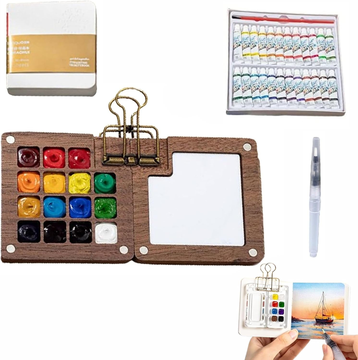 Watercolor Kit, Watercolor Set, Mini Watercolors Set, Pocket Artist Watercolors Travel Sets, Travel Water Color Kit
