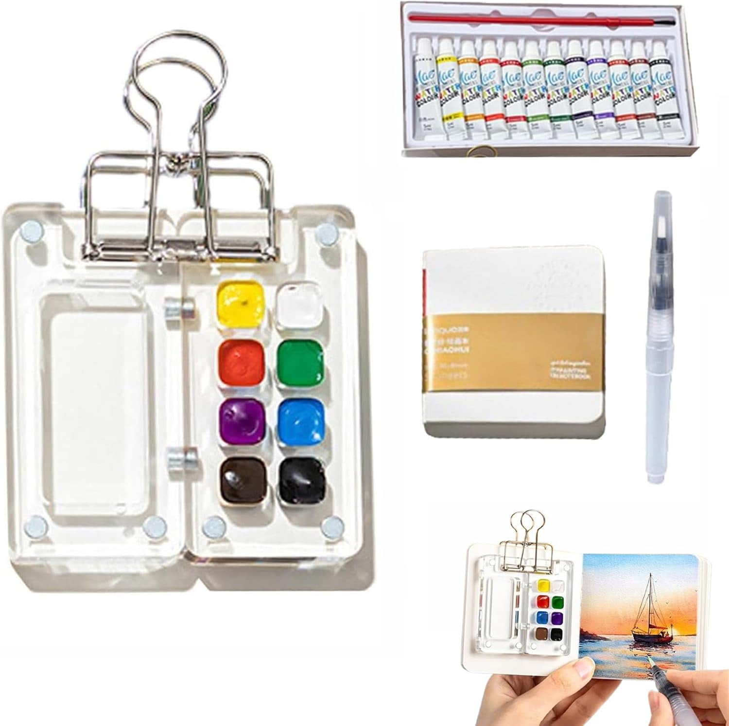 Watercolor Kit, Watercolor Set, Mini Watercolors Set, Pocket Artist Watercolors Travel Sets, Travel Water Color Kit
