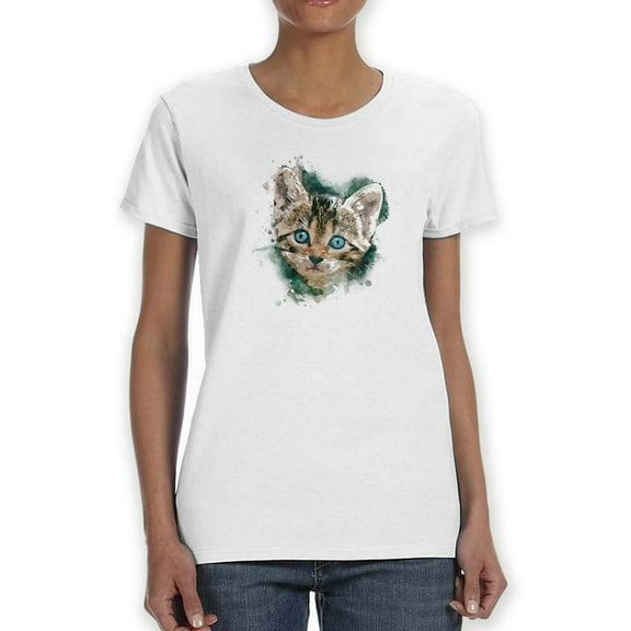 Watercolor Kitten T-Shirt Women -Smartprints Designs, Female 5X-Large