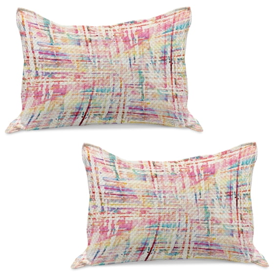 Watercolor Knitted Quilt Pillowcover Set of 2, Cool Abstract Scattered Colors in Expressionist Manners Modern Painting Art, Standard Queen Pillow Sham Bedroom, 30" x 20", Multicolor, by Ambesonne