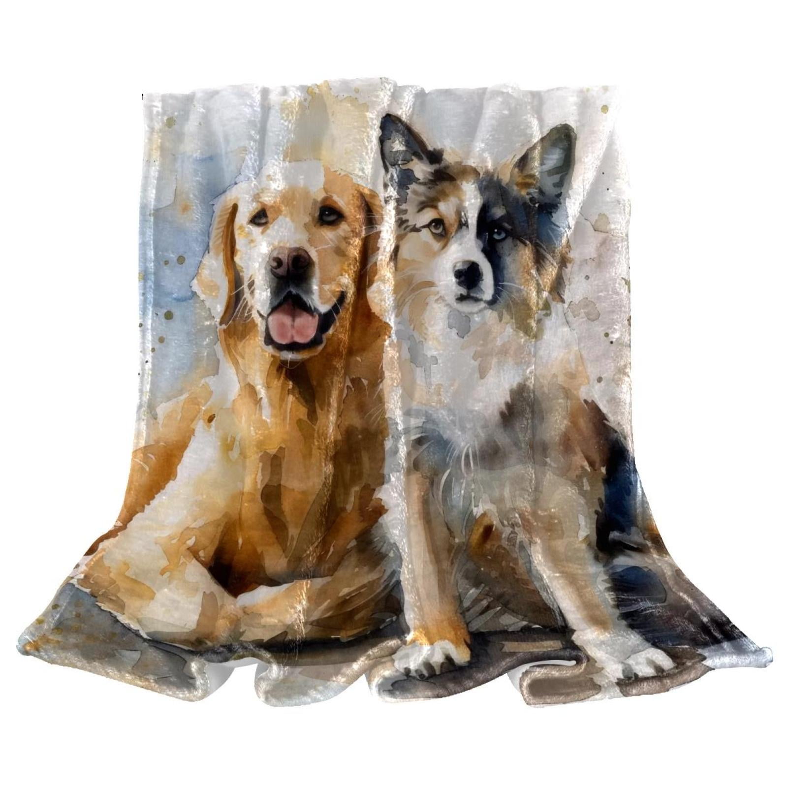 Watercolor Labrador Berger Allemand Warm Cozy Throw Blanket Microfiber