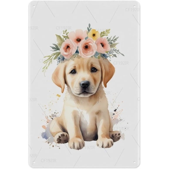 Watercolor Labrador Dog Aluminum Tin Sign - Friendly Pet Portrait Design, 8x12 Inches, Gift for Retriever Lovers and Dog Owner's Home Office