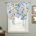 thumbnail image 1 of Watercolor Lake Tie Up Curtain 45 Inches Long, Blue and Yellow Floral Leaves Spring Plant Balloon Style Kitchen Window Curtain Over Sink, Small Window Rod Pocket Curtain 52"x45", 1 of 9