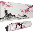 thumbnail image 1 of Watercolor Landscape Sakura Cherry Blossom Gaming Mouse Pad 31.5×11.8inch with Stitched Edges Extended Waterproof Desk Mousepad Non-Slip Rubber Base Large Computer Keyboard Mat for Work/Office/Home, 1 of 1