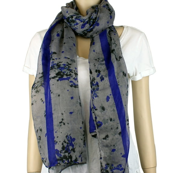 Watercolor Large Scarf Neon Color Blue