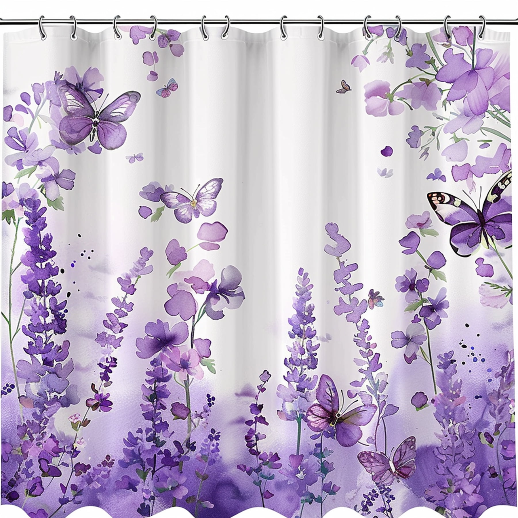 Watercolor Lavender Wildflowers & Butterflies Shower Curtain Unique
