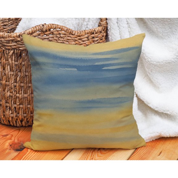 Watercolor Layered Slate 2-Side Print Polyester Velvet Throw Pillow Cover Only, Envelope, No Insert