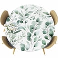 thumbnail image 1 of Watercolor Leaf Round Fitted Table Cover Eucalyptus Leaves Green Botanical Waterproof Table Cloth with Elastic Edge Wipeable Tablecloth for Picnic Camping Party Fits 45"-54" Diameter, 1 of 8