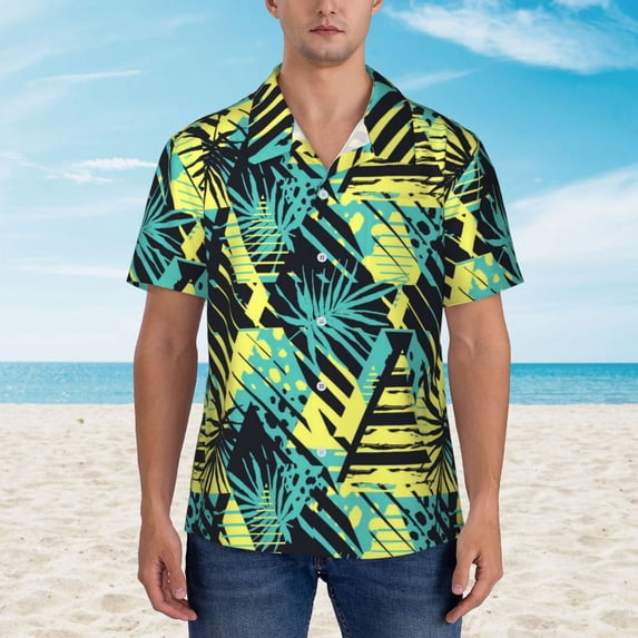 Watercolor Leaf Vacation Shirt Hibiscus Flowers Hawaiian Casual Shirts Man Trendy Blouses