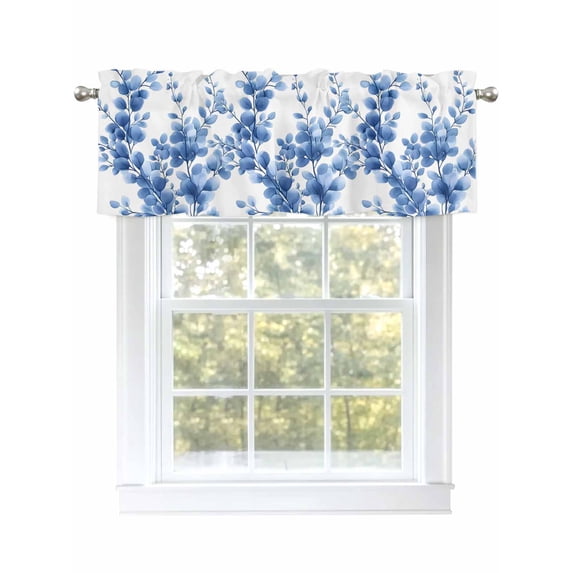 Watercolor Leaves Curtain Valances for Windows, Chic Elegant Leaf Botanical Art Kitchen Valance Window Treatment, Light Filtering Block Curtains for Bathroom/Bedroom/Living Room 42'' x 12''