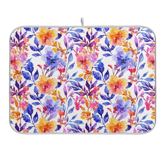 Watercolor Leaves Dish Drying Mat 16x18 Absorbent Microfiber Draining Rack Pad for Kitchen Counter Sink