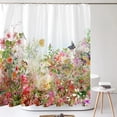 thumbnail image 1 of Watercolor Leaves Floral Shower Curtain 180cm *180cm with Waterproof Shower Curtain Shower Curtains for Bathroom, 1 of 5