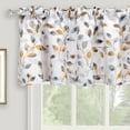 thumbnail image 1 of Watercolor Leaves Print Valance for Windows, Grey Floral Printed Short Curtains Valances Rod Pocket for Kitchen Bathroom Cafe Window Treatment 52 x 18 Inches, Orange/Gray, 1 of 6