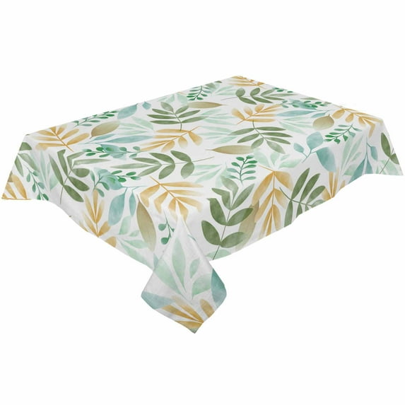 Watercolor Leaves Rectangle Tablecloths 52x70,Fall Pastoral Farmhouse Sage Green Plant Table Cloth Table Cover Indoor/Outdoor Tabletop Decor for Wedding Holiday Party Dinner Baby Shower