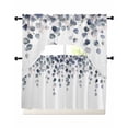 thumbnail image 1 of Watercolor Leaves Swag Kitchen Curtains Sets for Windows 24 Inch Length, Simple Rustic Spring Botanical Vines Short Window Curtain Panels Swags Valances and Tiers 3 Piece Set for Cafe/Dining Room, 1 of 5