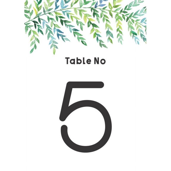 Watercolor Leaves Table Cards Number 1-30 Double Sided For Wedding Reception Event Party Baby Shower Birthday 4x6
