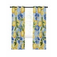 thumbnail image 1 of Watercolor Lemon Blackout Curtains, Light Blocking Print Window Curtains, Botanical Leaves Country Blue Thermal Insulated Window Drapes for Living Room Kitchen Cafe 2 Panels, 55"W x 39"L, 1 of 9