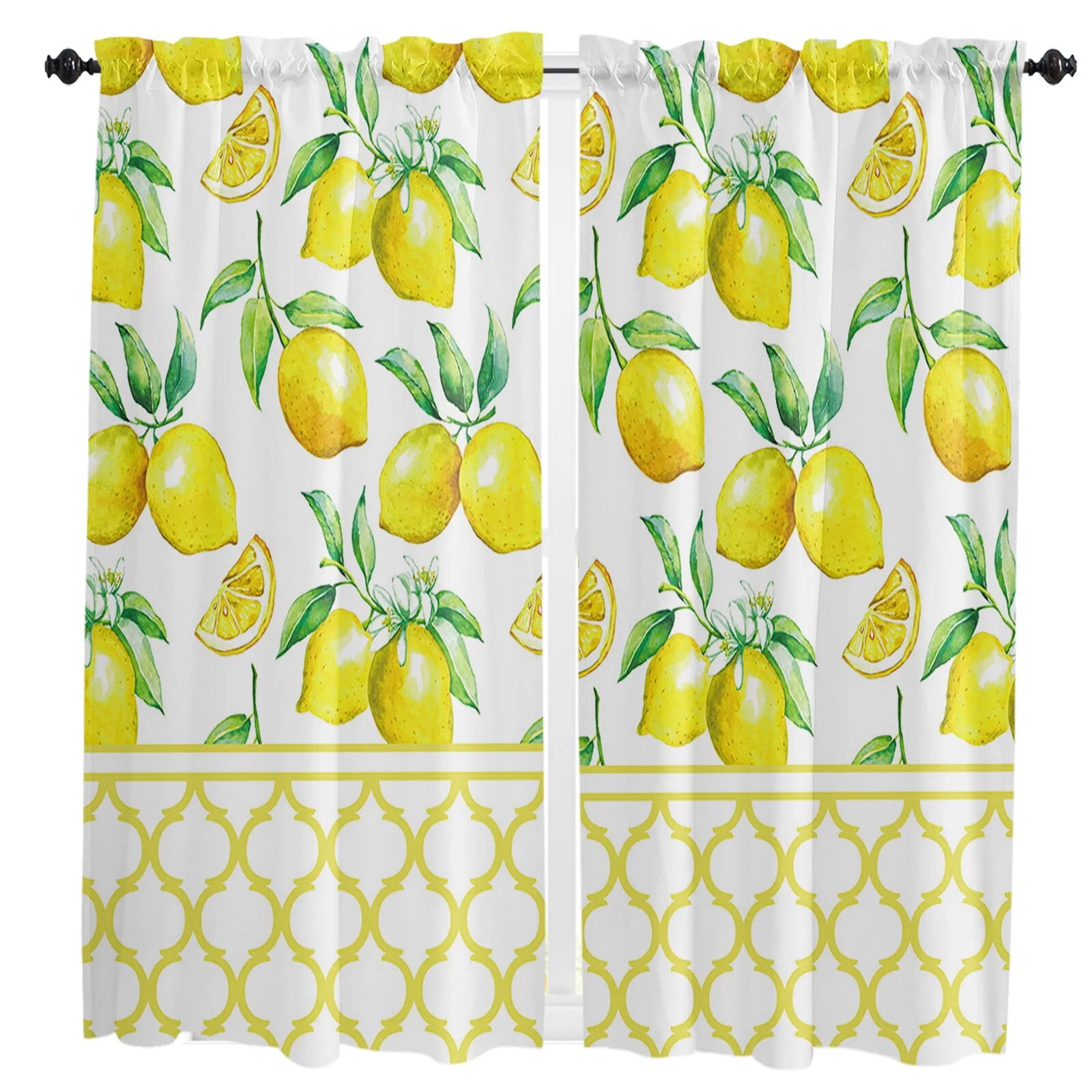 Watercolor Lemon Fruit Curtains For Living Room Kitchen Curtain Bedroom ...