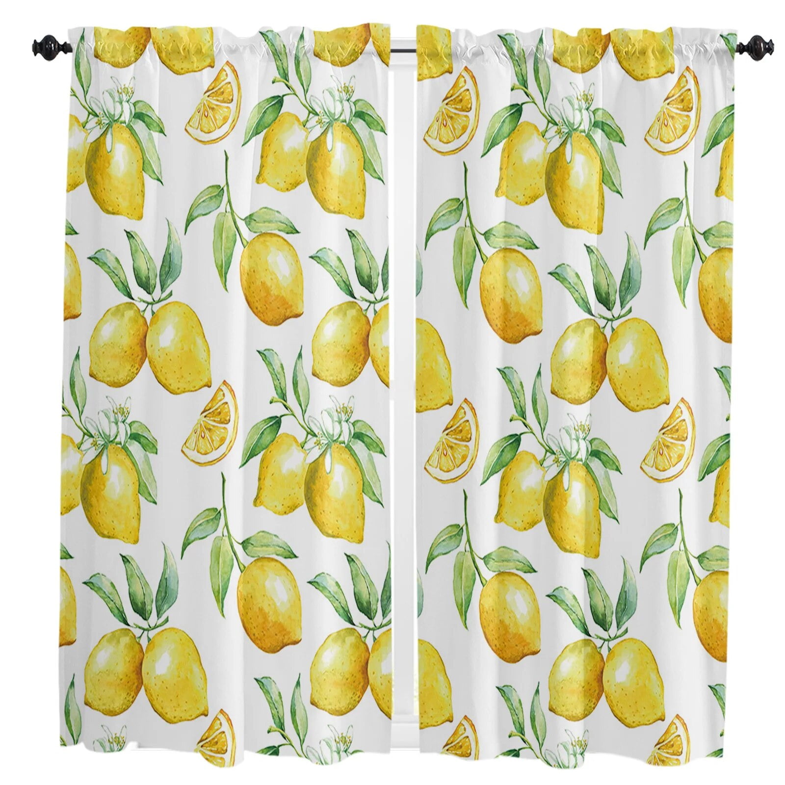 Watercolor Lemon Fruit Curtains For Living Room Kitchen Curtain Bedroom ...