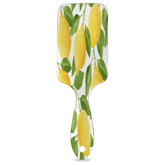 Watercolor Lemon Hair Brush Detangler Brush with Nylon Bristle for Thick Curly Thin Long Short Wet or Dry Hair Adds Shine and Makes Hair Health Paddle Hairbrush for Women Men