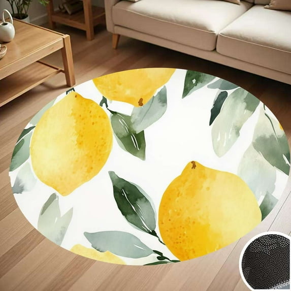 Watercolor Lemon Pattern Round Carpet Living Room Bedroom Home Decoration Coffee Table Mat Lounge Rug Chair Mats