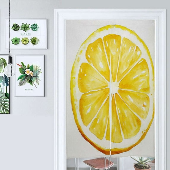 Watercolor Lemon Slice Art Door Curtain Nordic Living Room DoorCurtain Porch Partition Curtain Kitchen Rative Half Curtain