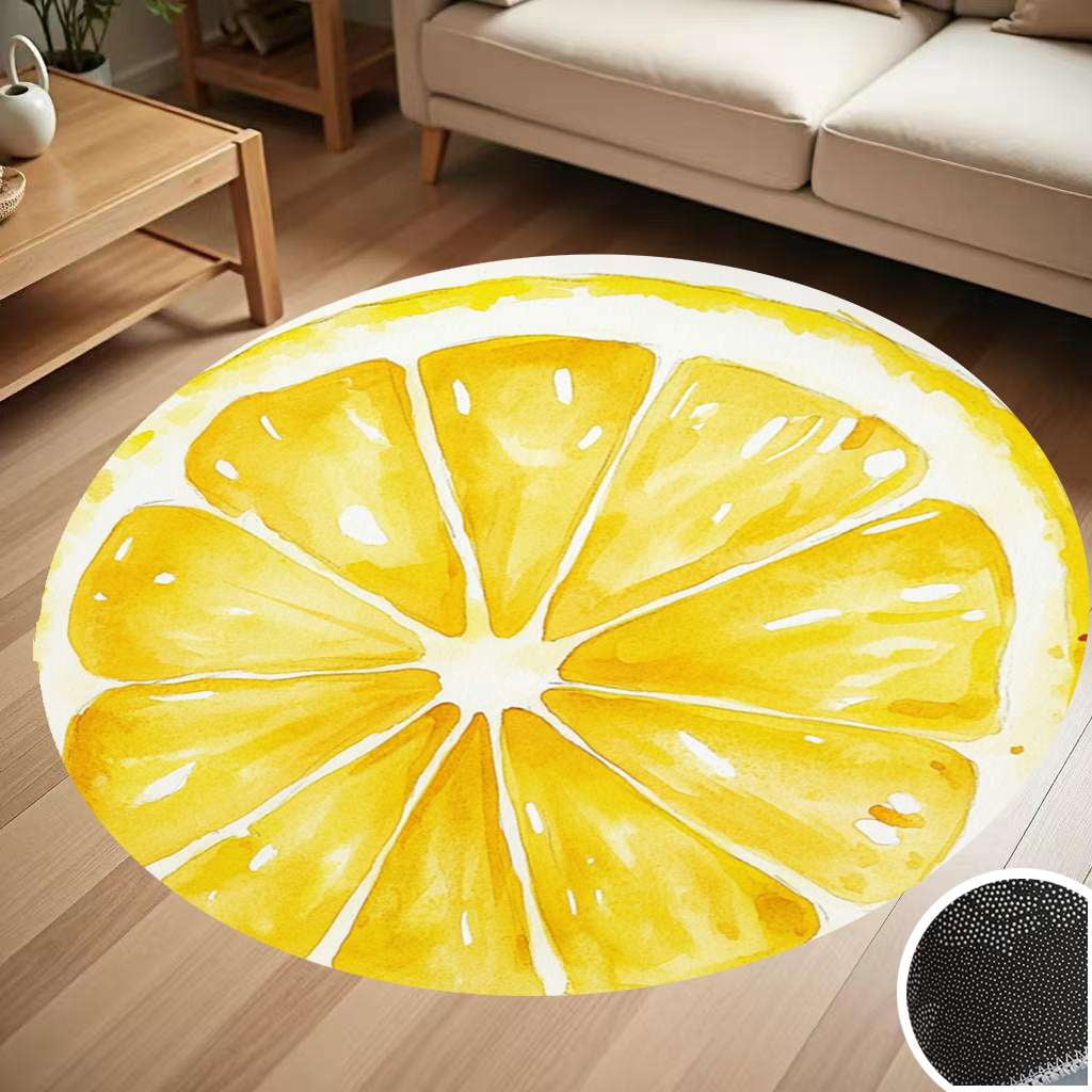Watercolor Lemon Slice Art Round Carpet Living Room Bedroom Home ...