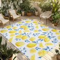 thumbnail image 1 of Watercolor Lemons Outdoor Rug for Patio/Deck/Porch, Non-Slip Large Area Rug 3 x 5 Ft, Summer Farmhouse Blue Floral Indoor Outdoor Rugs Washable Area Rugs, Reversible Camping Rug Carpet Runner, 1 of 8