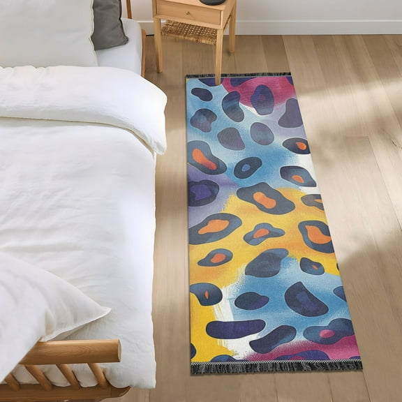 Watercolor Leopard Skin Runner Area Rug 2x6 Soft Non-Slip Washable Bedside Carpet for Hallway Bedroom Living Room Home Decor