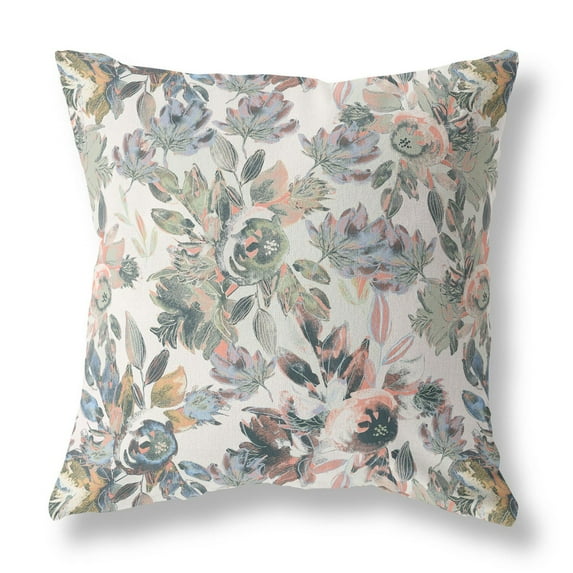 26" Watercolor Lilac Bulb Broadcloth Blown and Closed Pillow Multi-Color Fabric