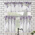 thumbnail image 1 of Watercolor Lilac Flower Kitchen Valances Set Tier Curtains,Rustic Farmhouse Spring Garden Floral Lilac 3 Piece Set Rod Pocket Window Drapes for Bedroom,1 Valance(54"x18")+2 Tiers(27.5W x24L), 1 of 5