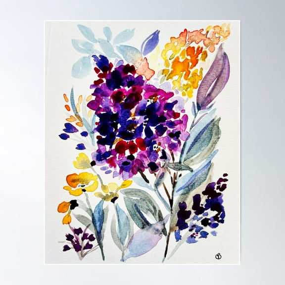 Watercolor Lilacs Poster Wall Art, Modern Wall Decor For Living Room Bedroom, 8x12 UNFRAMED