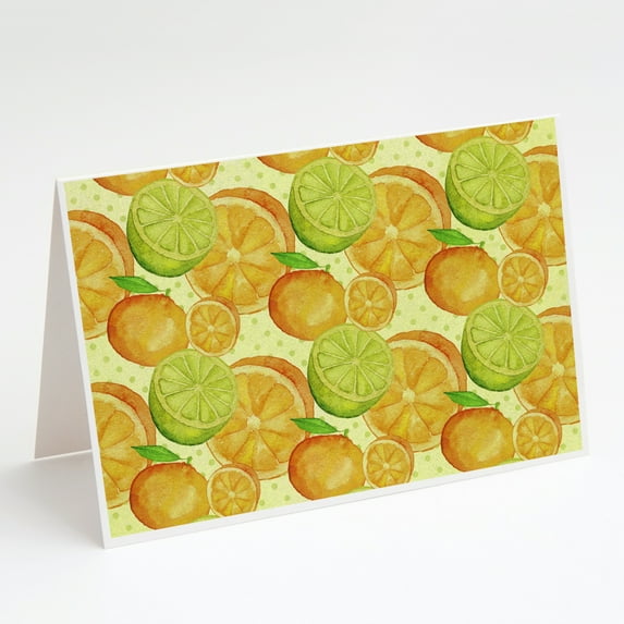 Watercolor Limes and Oranges Citrus Greeting Cards and Envelopes Pack of 8