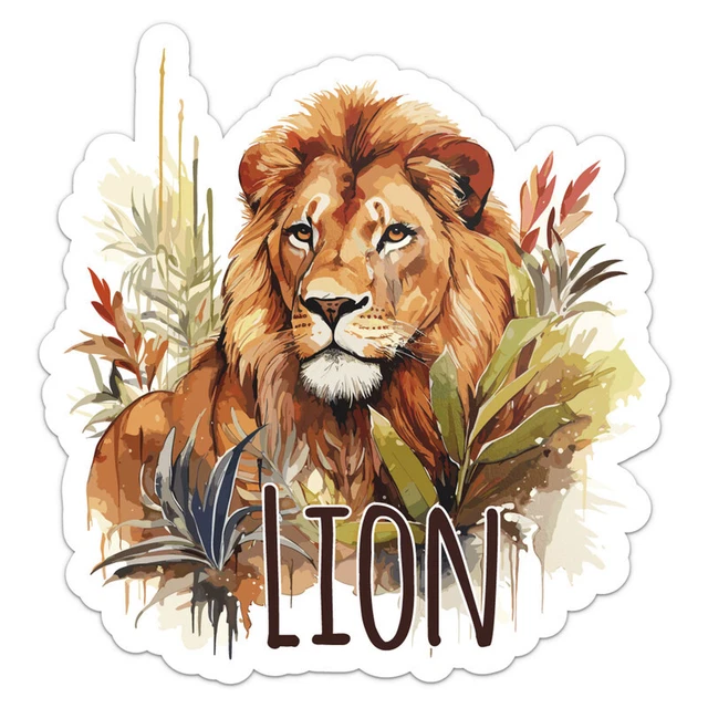 Sticker Lion Animals Watercolor Lion Animal Sticker Phone Decal Water Bottle Stickers Car ...