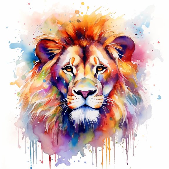 Watercolor Lion DIY Stamped Cross Stitch Kits Beginners Easy 11CT Needlepoint Embroidery Counted Cross Stitch Kits for Wall Decoration 38x38cm(2)
