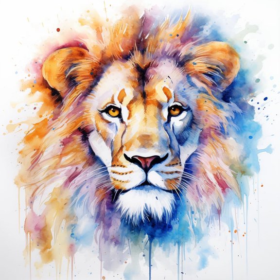 Watercolor Lion DIY Stamped Cross Stitch Kits Beginners Easy 11CT Needlepoint Embroidery Counted Cross Stitch Kits for Wall Decoration 38x38cm(3)