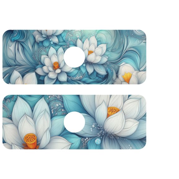 Watercolor Lotus Figure Kitchen Sink Splash Guard, Silicone Sink Faucet Mat Dry Out the Kitchen Bathroom