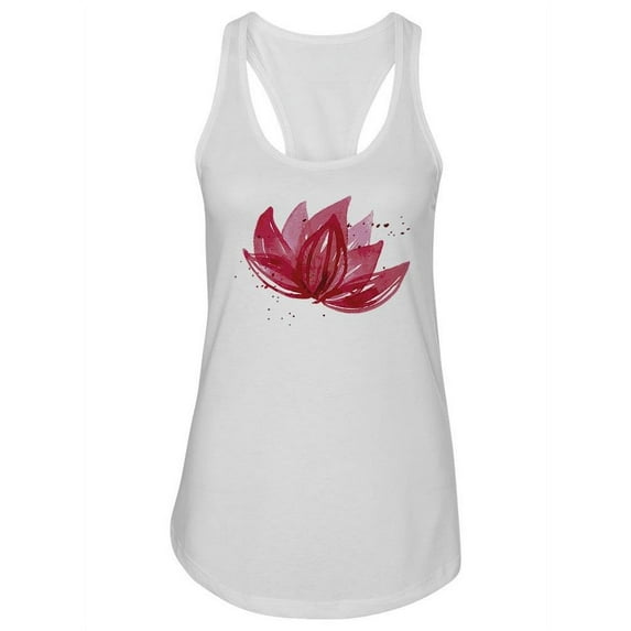 Watercolor Lotus On White Tank Women -Image by Shutterstock, Female x-Small